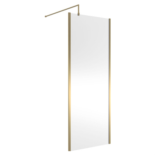 Balterley Balterley Wetroom Screen with Support Bar, 800mm, Brushed Brass