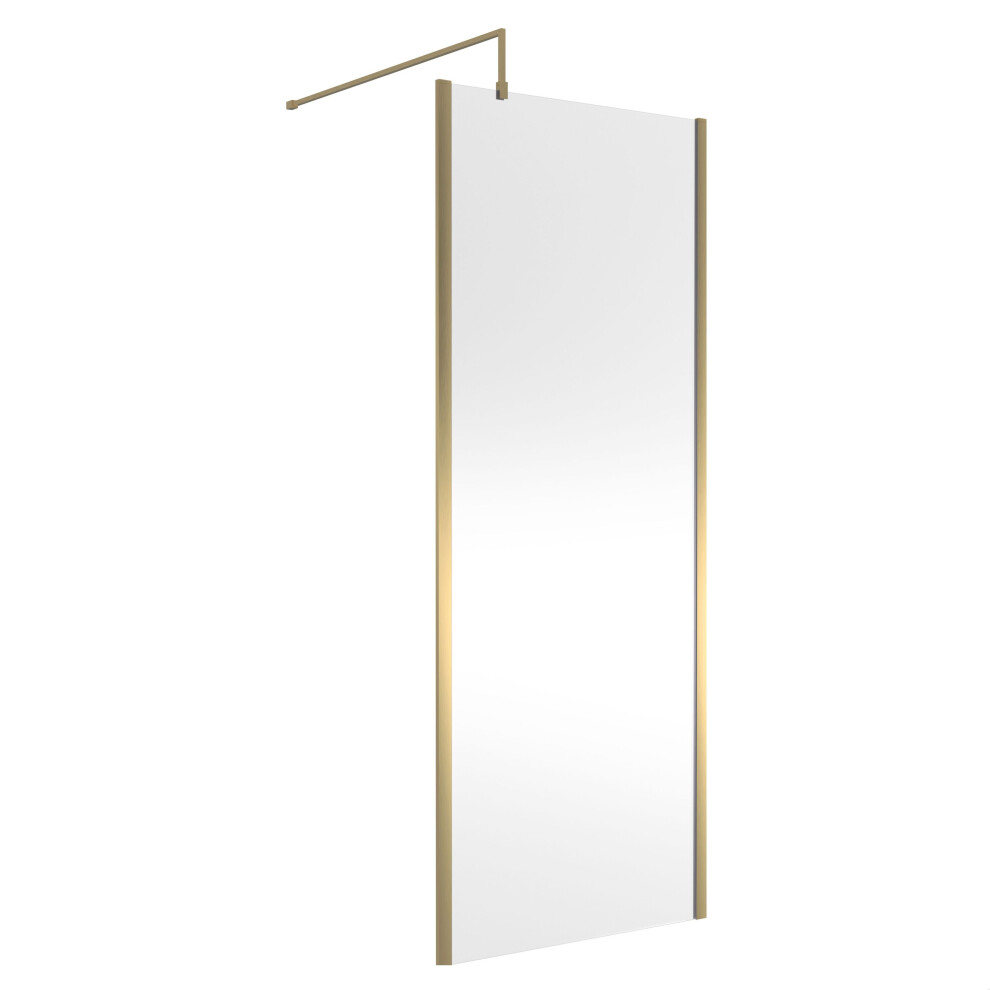 Balterley Wetroom Screen With Support Bar, 800Mm, Brushed Brass
