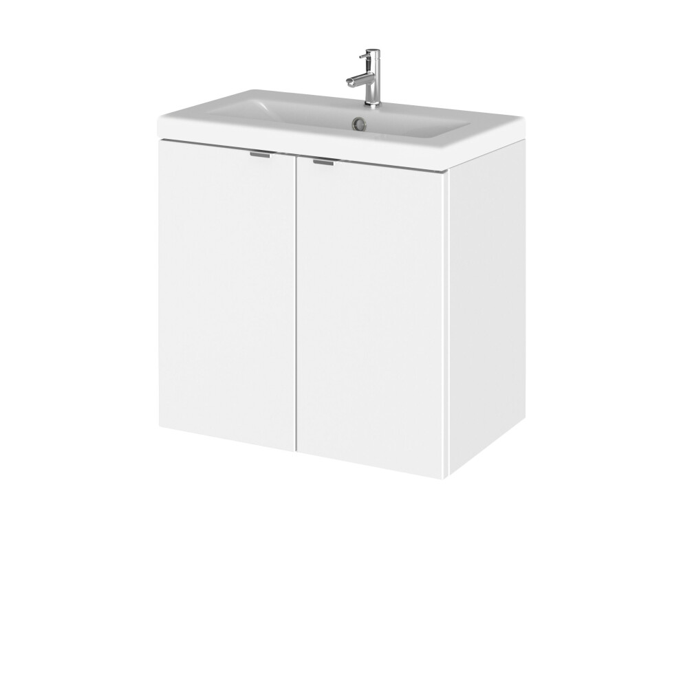 Balterley Alrewas Contemporary 2 Door Wall Hung Vanity Unit With Basin, Gloss 600Mm White
