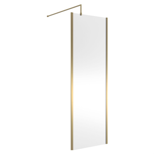 Balterley Balterley Wetroom Screen with Support Bar, 700mm, Brushed Brass
