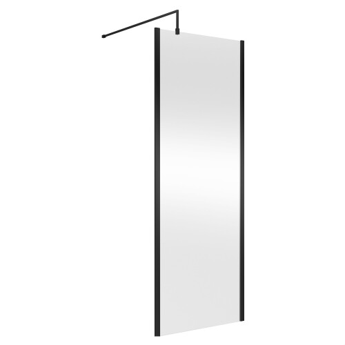 Balterley Balterley Wetroom Screen with Support Bar, 760mm, Matt Black