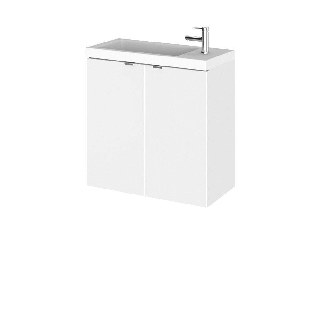 Alrewas Contemporary 2 Door Wall Hung Vanity Unit With Basin, Gloss White, 500Mm 5056883778944
