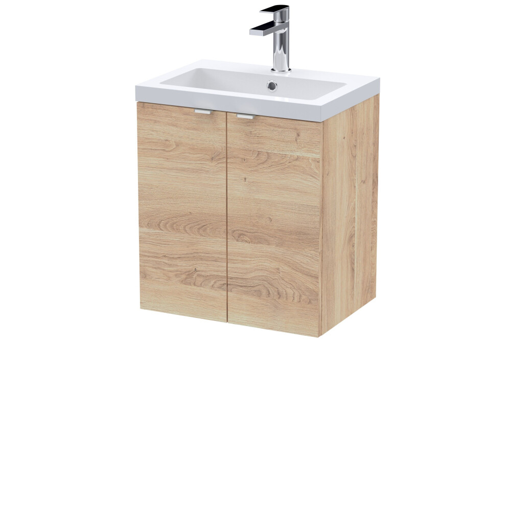 Balterley Alrewas Contemporary 2 Door Wall Hung Vanity Unit With Basin, Bleached Oak, 500Mm