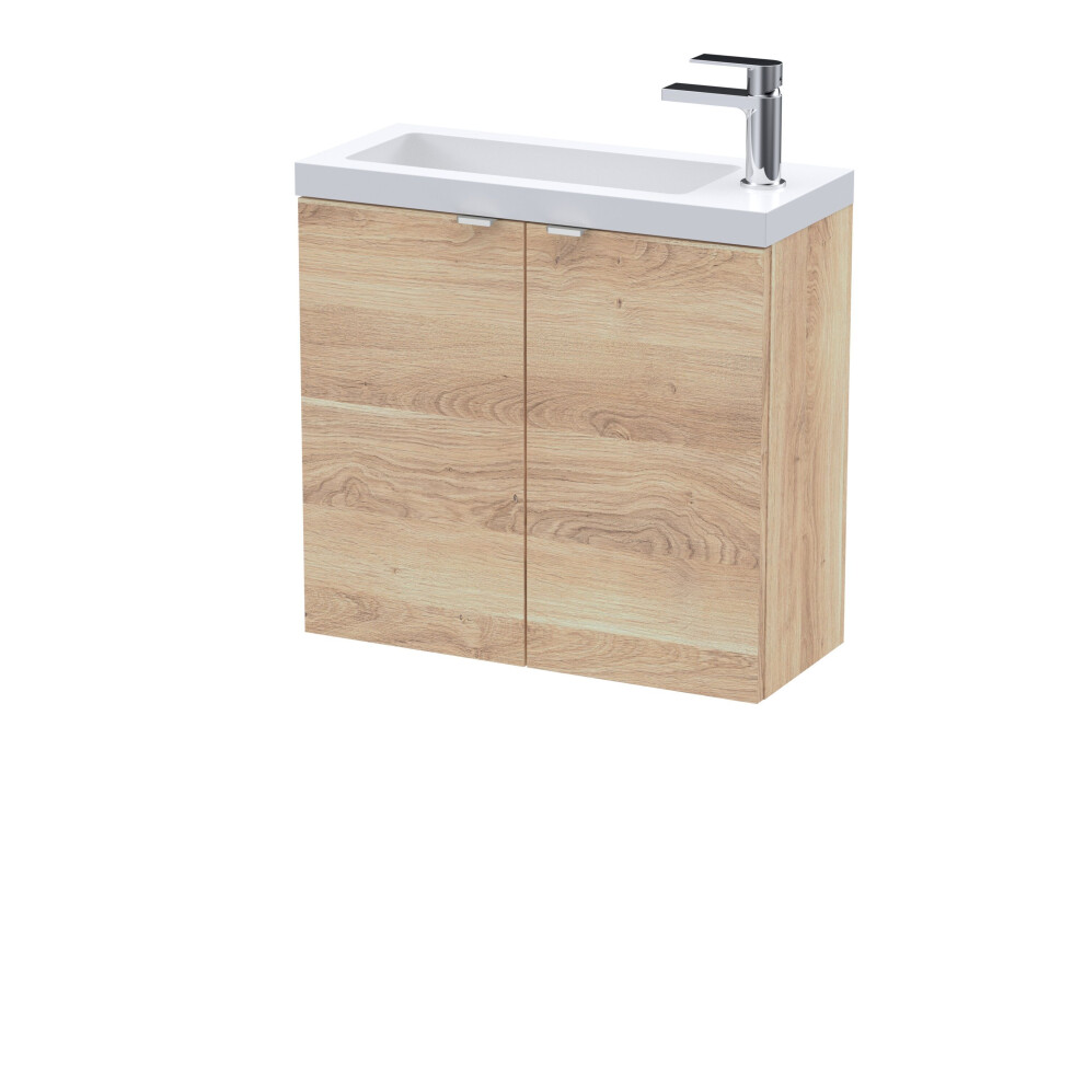 Balterley Alrewas Contemporary 2 Door Wall Hung Vanity Unit With Basin, Bleached Oak, 600Mm