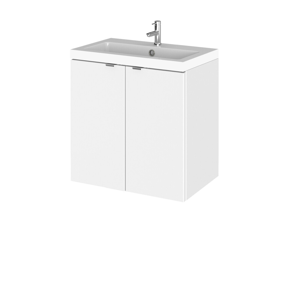 Alrewas Contemporary 2 Door Wall Hung Vanity Unit With Basin, Gloss White, 500Mm 5056883778951
