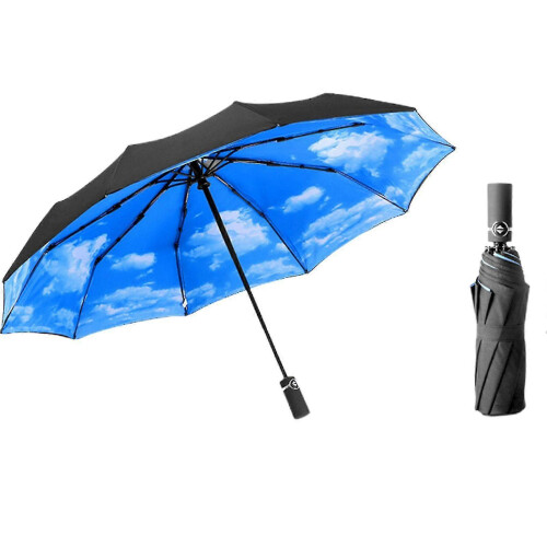 Umbrella Fully Automatic Three-fold Umbrella Portable Windproof Sunscreen Umbrella