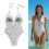 Bequemer Badeanzug, einteiliges Design,-Creme-Blumen-L 4