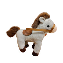 Mooie paard pluche sleutelhanger charme hanger accessoire-Grijs