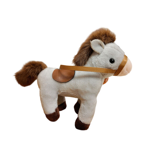 Lovely Plush Horse Keyring Charm Pendant For Backpack-Gray
