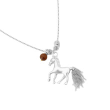 Elegante kwastjes paard hanger ketting retro afwerking-zilver