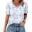 Women's  Short Sleeve Button-Down V-Neck Shirts-Sky Blue XL 1