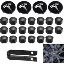 Kit coprimozzi e copri dadi ruota neri per cerchi, compatibile con Tesla Model 3 e Model Y, copertura mozzo centrale elegante e resistente per auto