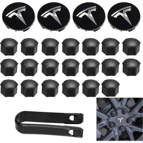 Kit coprimozzi e copri dadi ruota neri per cerchi, compatibile con Tesla Model 3 e Model Y, copertura mozzo centrale elegante e resistente per auto