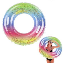 25-26 Transparent Sequin Floating Swim Ring, Inflatable Swimming Ring for Kids Adults, Swimming Pool, Party, Water Sports for Ages 16+