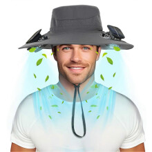 Solar Fan Hat with Dual-Power Fans & Wide Brim - USB/Solar Charging 800mAh for Hiking Fishing Cycling Outdoor