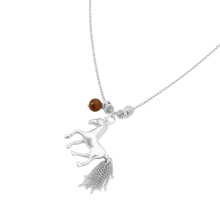 Unique Vintage Metal Long Necklace Featuring Horse-silver