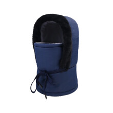 Cold Weather Reversible Hooded Cap Windproof Outer-Navy Blue