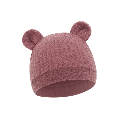 Bear Ears Style Hat Elastic Newborn Hat Waffles-red bean color