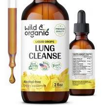 Tintura Pulizia Polmoni Wild & Organic - Estratto Foglie di Mullein - Integratori Detox Erbali - Vegan, Senza Zucchero & Alcol 2 fl oz