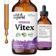 Wild & Organic Vitex Tincture - Vitex Chasteberry Supplement for Women - Liquid Extract for Good Mood - Vegan, Sugar & Alcohol-Free