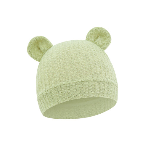 Stretchable Newborn Beanies Waffles Knitted Fabric Secure-green