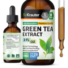 BIO KRAUTER Grüner Tee Extrakt Flüssig Tropfen - Antioxidantien - Alkohol- und Zuckefrei - 60 ml