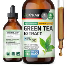 BIO KRAUTER Grüner Tee Extrakt Tropfen - Antioxidantien - Alkohol- und Zuckerfrei - 118 ml