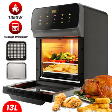 (13L) 13L Black Multifunctional Digital Air Fryer Oven with Rapid Air Circulation & Smart Touch & Visible Window,