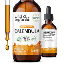 Teinture de Calendula Bio - Extrait de Calendula Sans Alcool pour Soutien Immunitaire - Complément Liquide - 2 fl oz