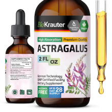 BIO KRAUTER Astragalus Tinktur - Astragalus Wurzelextrakt für Immunsupport - Alkohol- und zuckerfrei - Hohe Aufnahme