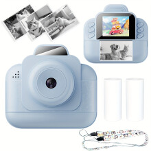 (Blue) 1 Instant Camera Kit with Mini Film, Fixed Focal Length, Includes Accessories, Dual USB Power Supply