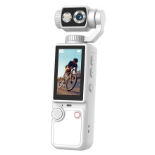 (White Full Set of Accessories) Action Camera, 4K Ultra HD, 180 Manual Flip Lens, Audio Recording, Long Battery Life with Built-in Fill Light