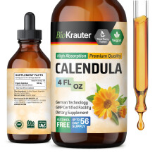 BIO KRAUTER Extrait de Calendula - Teinture de Souci pour Immunité - Gouttes Végétaliennes 4 Fl.Oz.