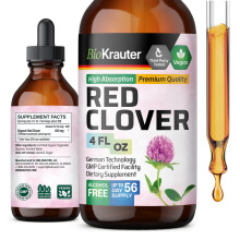 Teinture de Trèfle Rouge BIO KRAUTER - Extrait Liquide pour le Soutien des Femmes - Sans Alcool ni Sucre - Gouttes Végétaliennes 4 Fl.Oz.