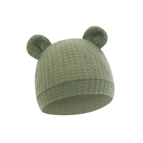 Infant Cap Waffles Texture Elastic Newborn Hat-Army Green