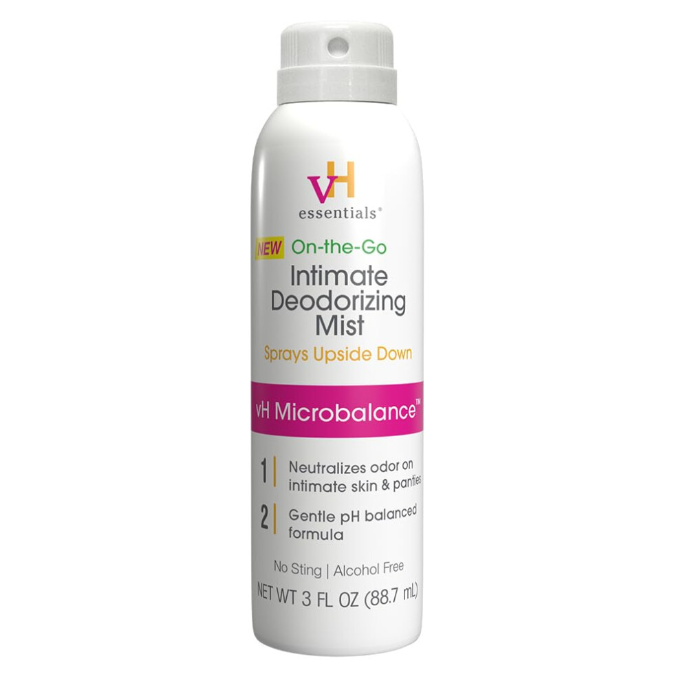 Vh Essentials Feminine Spray, Intimate Deodorizing Mist, Gentle Odor Eliminating Ph Balanced Formula, Sting Free, Alcohol Free, Continuous Spray, 3 Fl