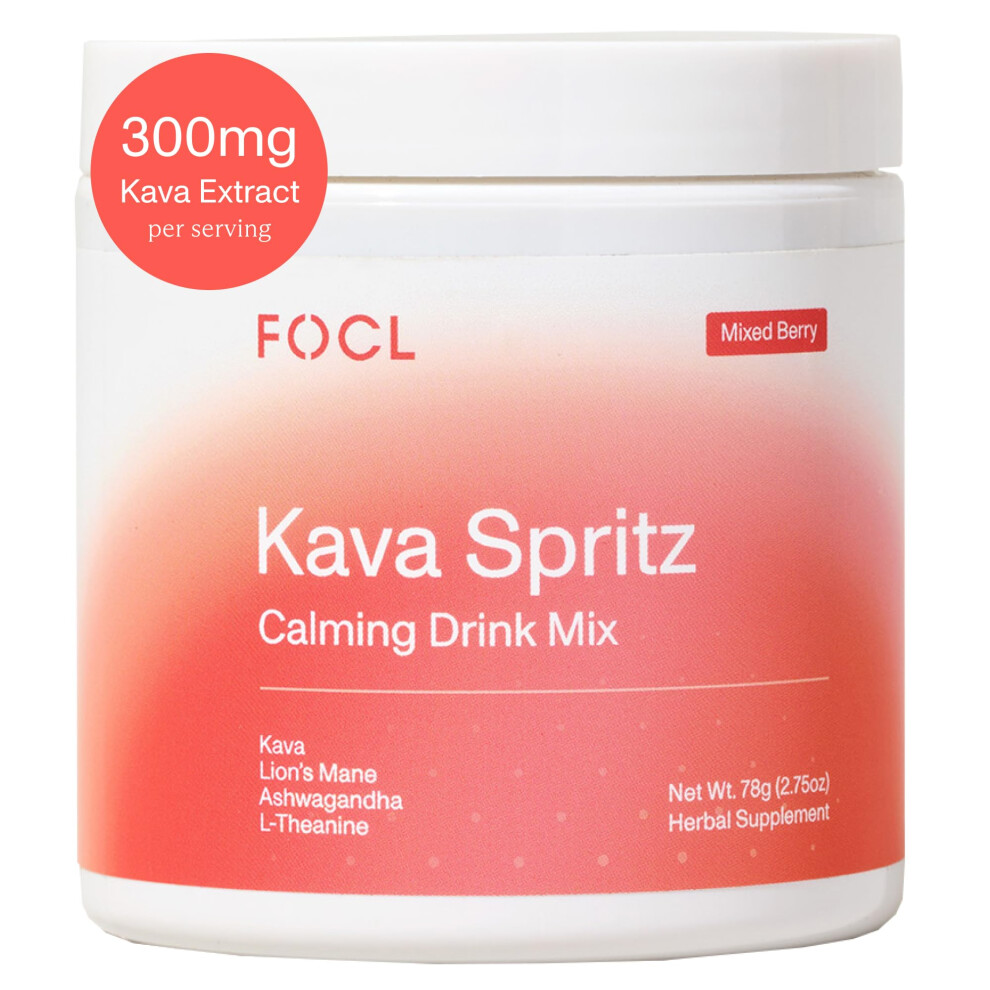 Focl Kava Spritz Drink Mix - Alcohol-Free Refreshing Powdered Drink With Kava Extract, Lions Mane, Ashwagandha, L-Theanine - Sugar Free, Non-Gmo - Mix