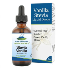 Vanille Stevia Flüssig Tropfen mit natürlichem Vanillegeschmack - alkoholfrei & koscher - 60ml Glasflasche