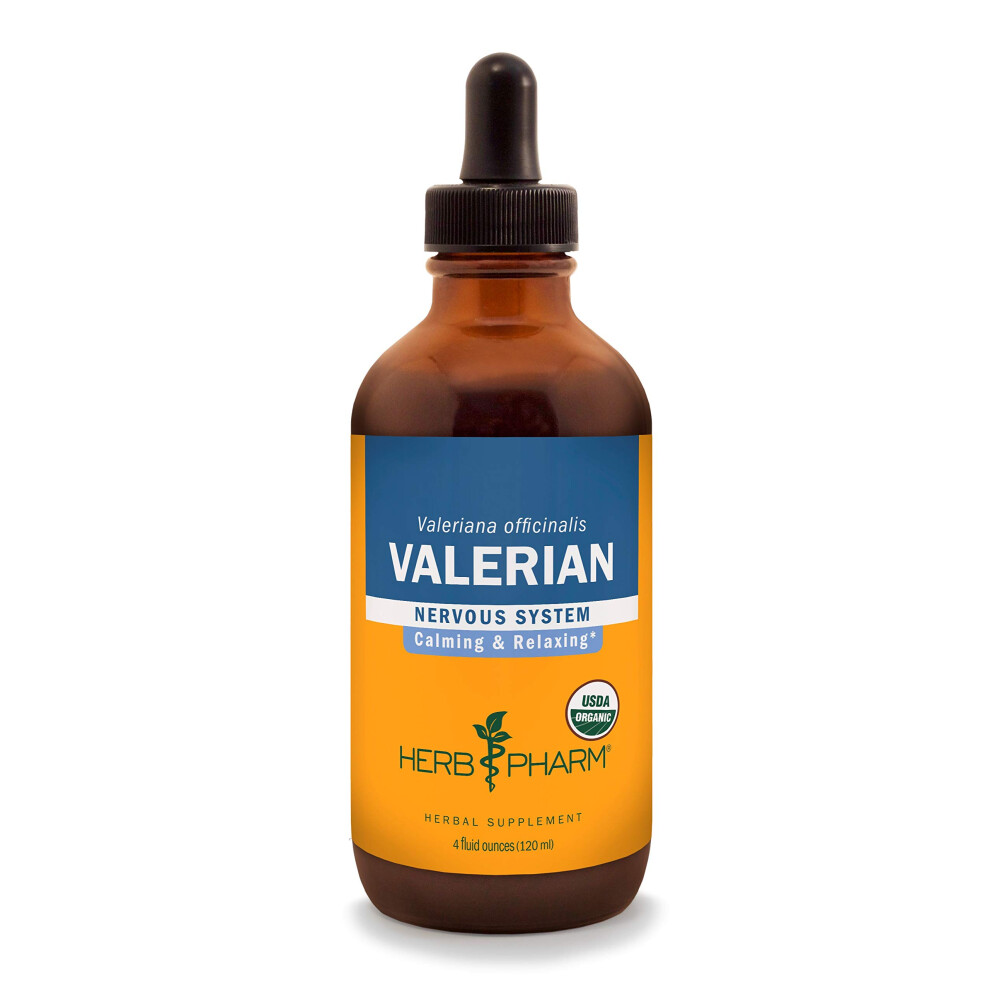 Herb Pharm Certified Organic Valerian Root Liquid Extract For Relaxation And Restful Sleep, Organic Cane Alcohol, 4 Ounce