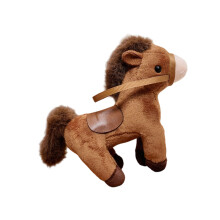 Porte-clés pendentif cheval en peluche, jouet suspendu,-brun