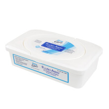 Dynarex DynaCare Flushable Wipes, Hygieniska Wipes för Vuxna, Alkoholfri, Säker för Avlopp och Septiska System, 9” x 13”, 1 Tub med 60 Wipes