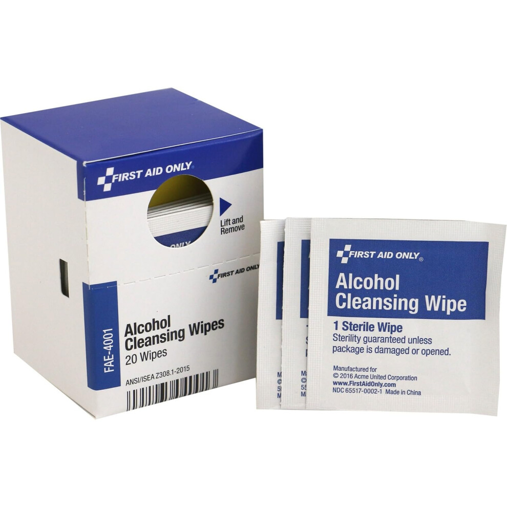 First Aid Only Fae-4001 Alcohol Cleansing Pads, 20 Count
