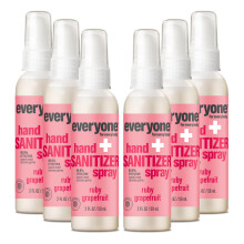 Everyone Hand Sanitizer Spray, 2 Fl Oz (Pack van 6), Ruby Grapefruit, Suikerrietalcohol met Essentiële Olie