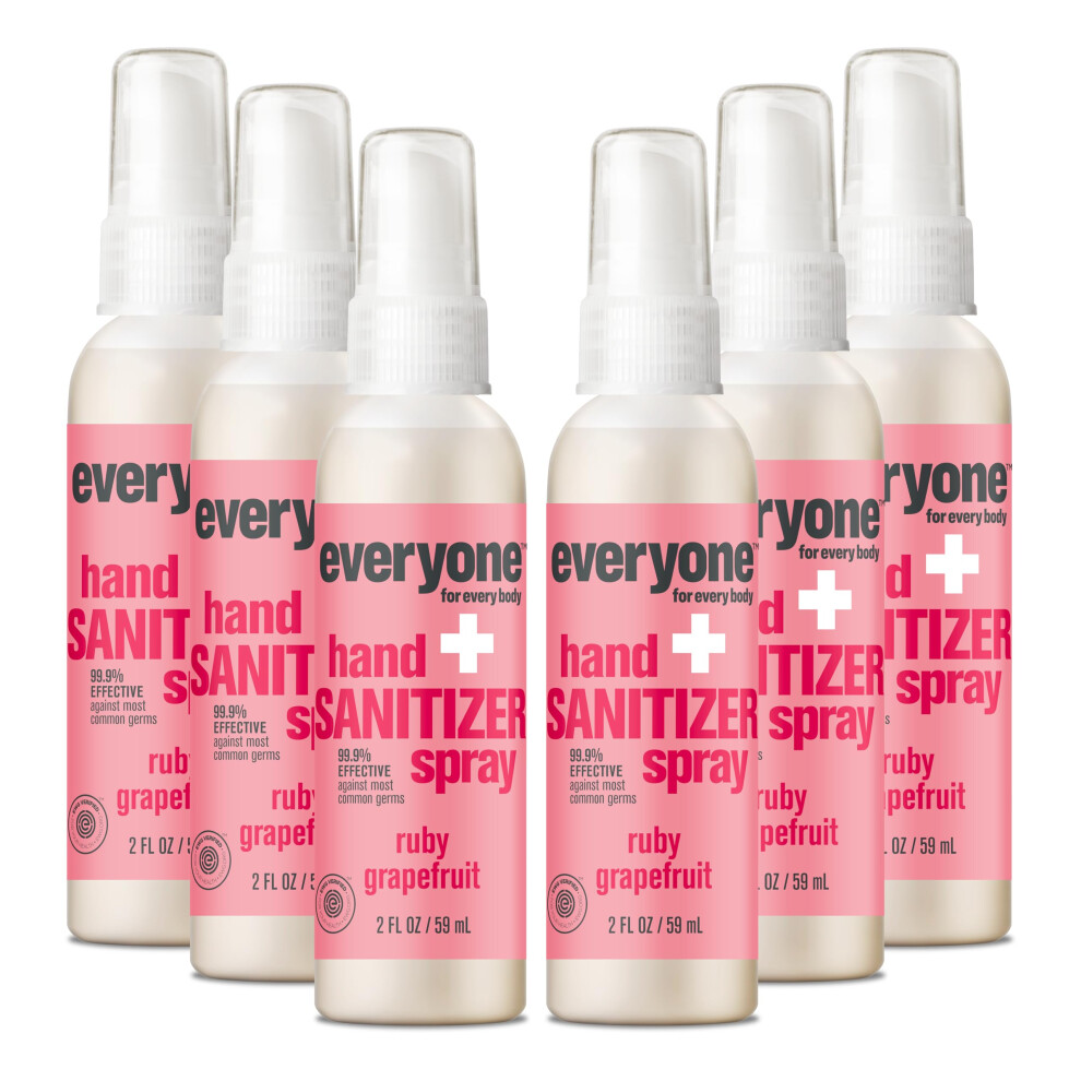 Everyone For Every B Everyone Hand Sanitizer Spray, 2 Fl Oz (Pack Of 6), Ruby Grapefruit, Sugar Cane Alcohol With Essential Oils, 99% Effective Against Germs Tsa Friendly