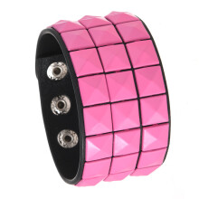 Bracelet en cuir PU avec clous carrés, réglable, Style-Rose