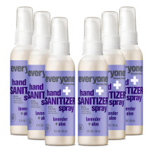 Everyone Hand Sanitizer Spray, 2 Fl Oz (Pack van 6), Lavendel en Aloë, Gemaakt met Suikerrietalcohol
