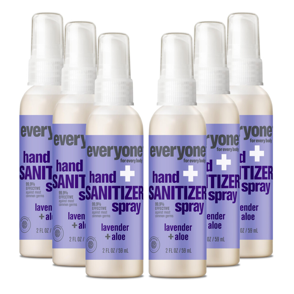 Everyone For Every B Lavender Everyone Hand Sanitizer Spray, 2 Fl Oz (Pack Of 6), And Aloe, Made With Sugarcane Derived Alcohol With Essential Oils, 99% Effective Against