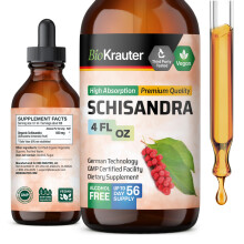 BIO KRAUTER Schisandra Beeren Tropfen - Natürliche Schisandra Ergänzung für Stimmungsunterstützung - Alkohol- & zuckerfreies Extrakt - 4 Fl.Oz.