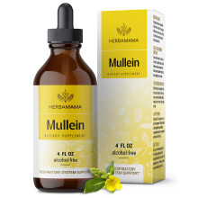 HERBAMAMA Gocce di Mullein per i Polmoni - Estratto di Foglie di Mullein Vegano per Supporto Pulizia Polmoni