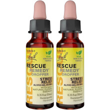 RESCUE Bach Remedy Druppelaar 10mL - Verpakking van 2 - Natuurlijke Stressverlichting, Homeopathische Bloesem
